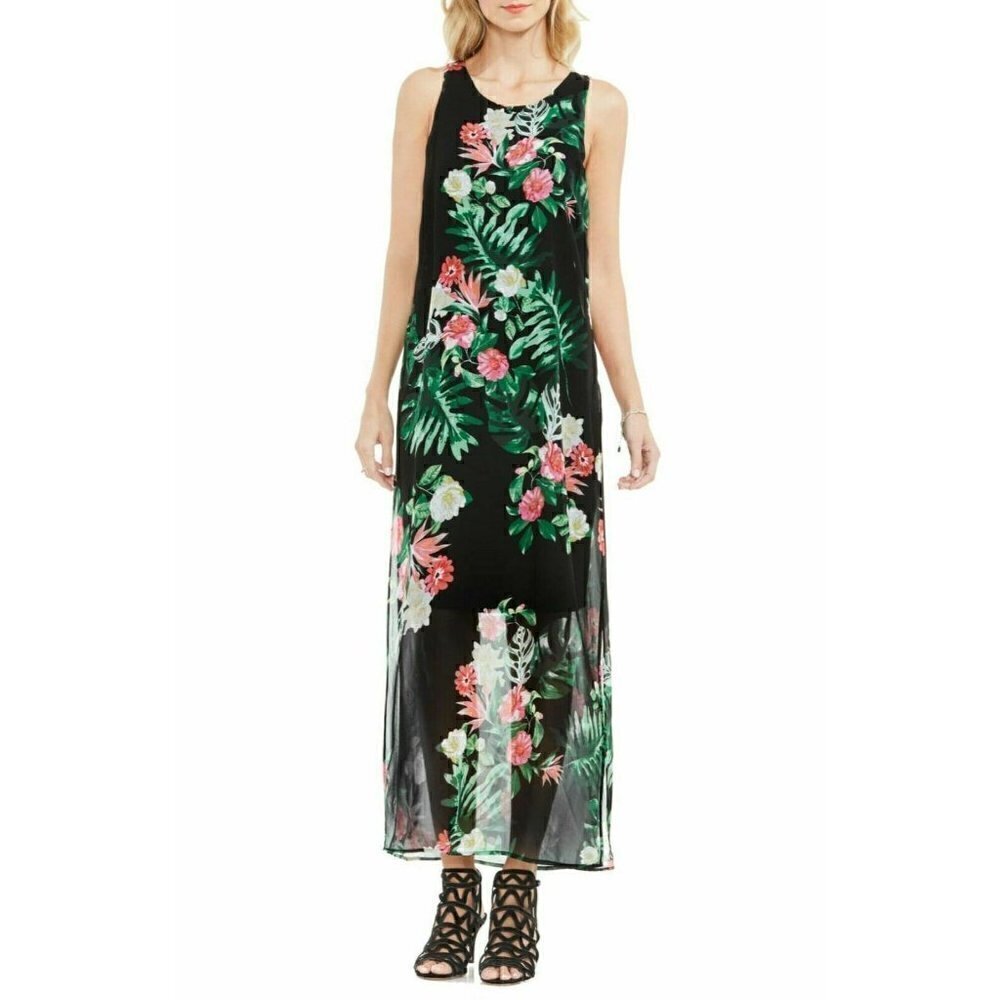 Women's Vince Camuto Havana Tropical Maxi Dress Size XS Black